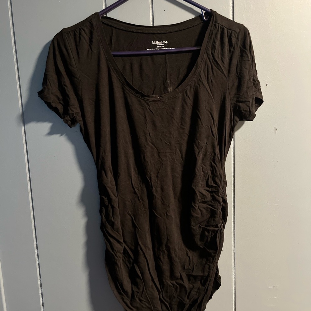 Motherhood Maternity Black Short Sleeve Ruched T-Shirt